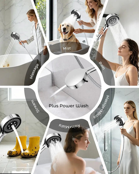 Ultra Wide Rain Shower Combo With Handheld High Pressure Chrome Finish delivers soothing water flow for baths and showers.