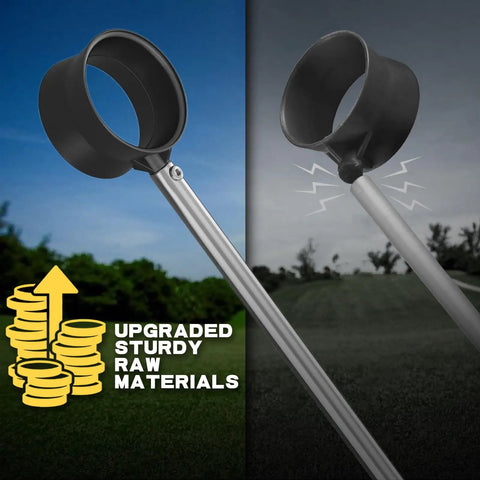 Close-up of Telescopic Golf Ball Retriever for Water, showing durable two-sided grabber and stainless steel shaft