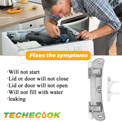 Washer Door Hinge With Bushings and Door Striker Kit Replacement Fits Frigidaire Electrolux Kenmore Crosley Front Load Washers Replaces 1191162 AP3886714 PS1152380 installed with front-load washer repair symptoms