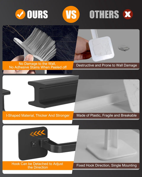 Level Up Your Setup With This Dope 4 Pack Hat Rack Set Featuring Super Strong Adhesive Wall Hooks L Shaped Design For Baseball Caps comparison of black acrylic and plastic materials.