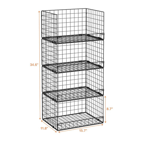 Straight Up Reliable Stackable Closet Organizers Foldable Storage Bins black metal rack 34.6x15.7x11.8in for jeans or clothes.