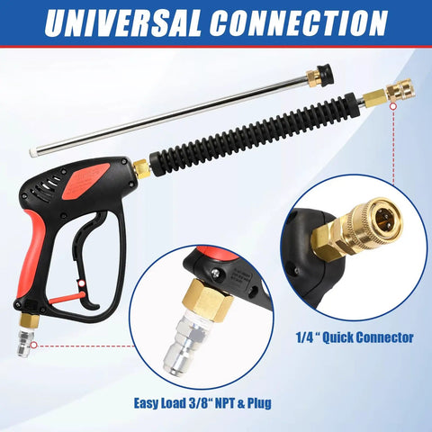 Swivel Power Washer Gun Kit With Extension Wand Adjustable Spray 360 Degree Swivel 4000 PSI 7 GPM Quick Connect M22 14mm