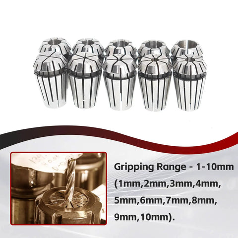ER16 Spring Collet Set 1 To 10mm For CNC Milling Lathe Tools And Work Holding Engraving Machine High Precision Collets 0.015mm Accuracy