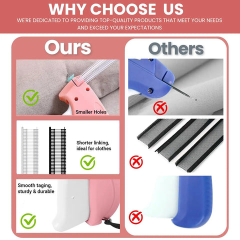 Comparison of Straight Up The Ultimate Stitch Gun For Clothes Repair And Quick Fix Tagging features versus competitors.