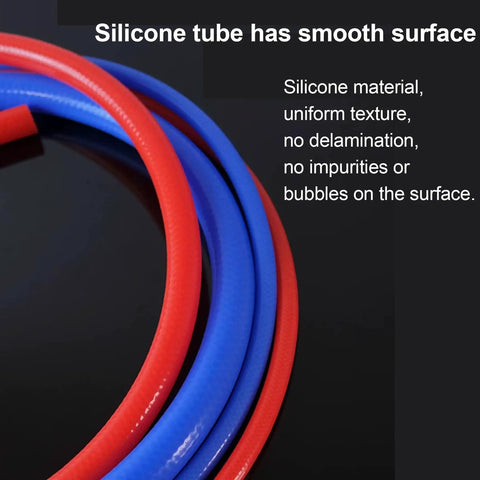 Reinforced Silicone Vacuum Heater Hose Half Inch ID, blue and red, showing smooth surface and uniform texture.