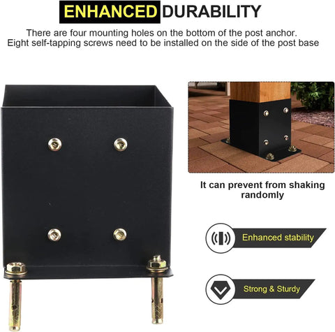 Heavy Duty 6x6 Post Base Brackets 8 Pack Built From 14 Gauge Steel With Black Powder Coat Rock Solid Bolt Down Deck Post Supports