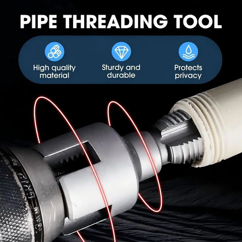 Dual Function Pipe Threading Tool Set For One Half And Three Quarter Inch Pipes With Internal And External Threads Integrated Cutting Electric Drill Compatible PVC Water Pipe Threader Kit Two Piece Set with threading tool close-up