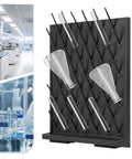 Heavy Duty Lab Drying Rack With 52 Removable Pegs Polypropylene glassware drainer displaying flasks and test tubes