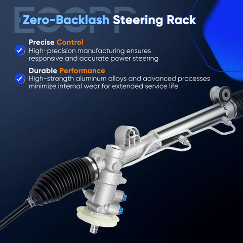 Street Tested Power Steering Rack And Pinion For Chevrolet Impala Monte Carlo 2000 To 2011 Plus Buick Century showing zero-backlash design and precision components.