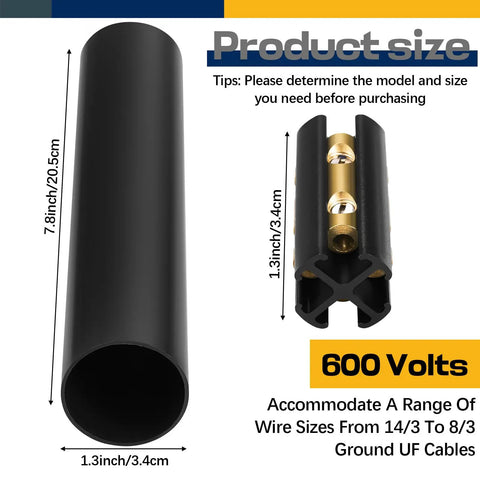 Underground Wire Splice Kit Two Pack For Direct Burial UF Cable 600 Volt Rated In Wall Splice Kit With Connectors And Heat Shrink Tubes