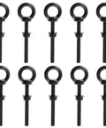 Stainless Steel Eye Bolts With Nut And Washer Set M8 3 Inch Threaded 10 Pack Rugged Anti Rust Corrosion Resistant For Indoor Outdoor Use Integrated Eye Ring For Secure Rope Cable And Strap Connections Heavy Duty Load Bearing, black-coated M8 eye bolts set