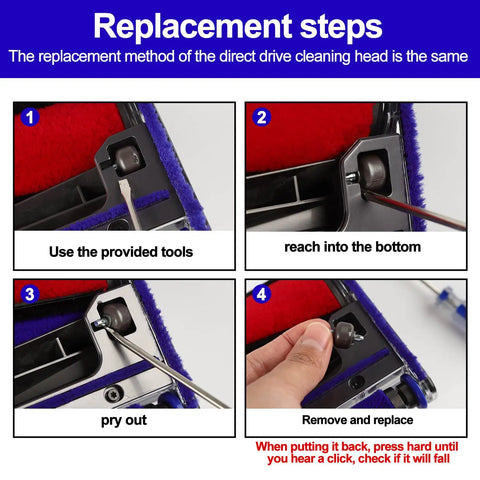 Soft Plush Strips Plus Front Roller Axle Replacement Kit For Dyson V6 V7 Direct Drive Cleaner Head installation steps