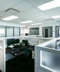 Modern office space illuminated by 30 Pack F17T8 Fluorescent Tube Light Bulbs 24 Inch 17W 5000K Bright White, ideal for work environments.