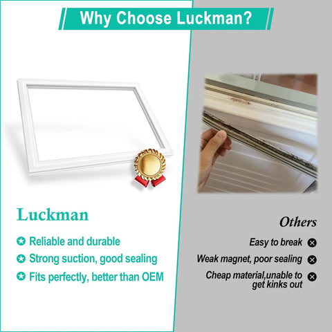 Luckman white refrigerator/freezer door gasket for Frigidaire, Kenmore, Electrolux, Crosley; replaces 241778302