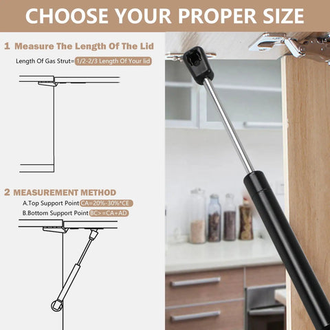 10 Inch Gas Struts With 35 Pound Force Smooth Lift Supports For RV Doors Truck Toolboxes And Camper Shells No Sweat Operation measurement guide