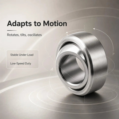 GEG25C Radial Spherical Plain Bearing 25x47x28mm adapts to motion, suitable for stable low-speed duty applications.