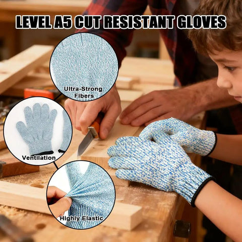 4 Pcs Cut Resistant Kids Gloves Ages 8 To 12 Level 5 Protection Food Grade Kid Safe For Cooking Kitchen Dishwashing Gardening And Woodworking Blue Durable And Flexible For Easy Handling
