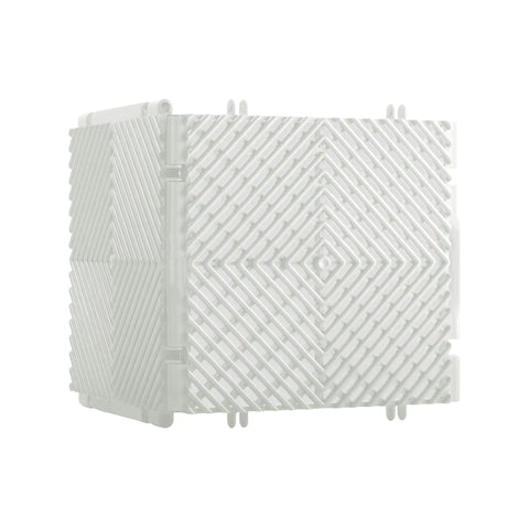 Vented Interlocking Radiator Cover Kit for Home and Office Easy Snap Connection Heat Resistant Decorative Tiles Right Angle View