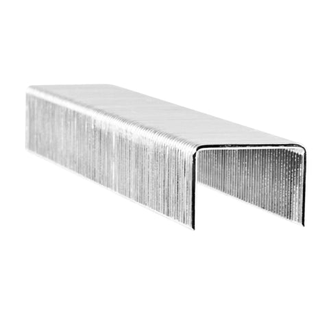 Tough As Nails Finewire Staple Gun Refills With Six Millimeter Legs Built For No Sweat Upholstery And Fabric Wrapping Featuring Rust Proof Galvanized Steel In A Five Thousand Piece Toolbox Ready Pack, showing a single galvanized steel staple.
