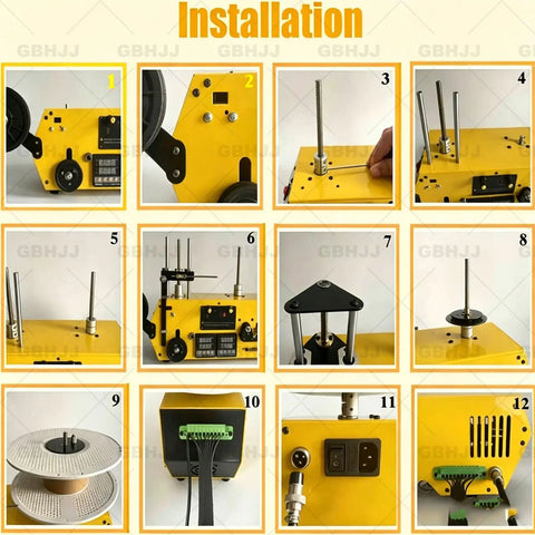 Desktop 3D Filament Extruder Recycler With Auto Coil Winding And Integrated Filament Holder installation steps compiled image.