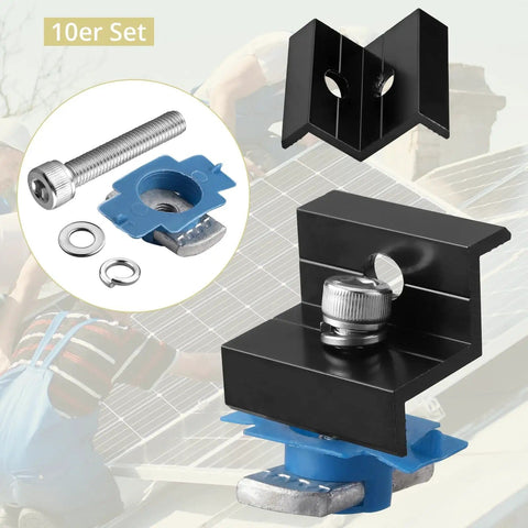 10 Pack Solar Panel End Clamps For Standard Unistrut Aluminum 30mm And 35mm Mounting Brackets With Nuts Bolts Kit