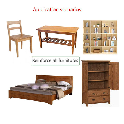 Various wood furniture pieces showing Heavy Duty Black Stainless Steel Shelf Bracket Right Angle L Shape Corner Brace application.