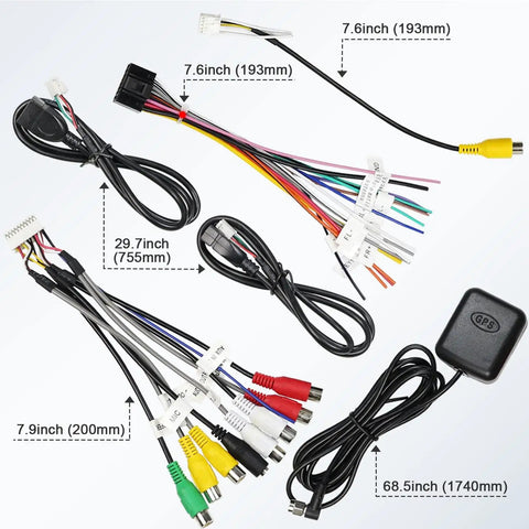 Car Stereo Wiring Harness Kit With 16 Pin ISO Connector 10/20 Pin RCA Back Up Camera Adapter 4/6 Pin USB Cable and GPS Antenna Cord