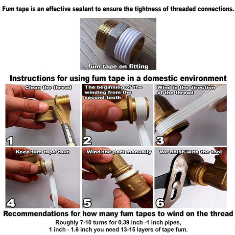 Step-by-step application of fum tape on brass adapter 3/4 to 1 inch NPT fitting for secure connections.