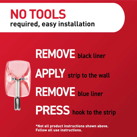 Clear Small Wire Toggle Hooks Set With 10 Wall Hooks And 12 Adhesive Strips instructions for damage-free hanging, easy installation