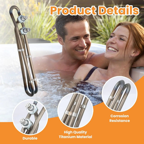 Happy couple enjoying a hot tub with 5.5 kW 240V Hot Tub Heater Element Replacement Go To Universal Flo Thru Compatible With Balboa Gecko