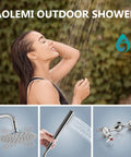 Outdoor Shower Kit With 8 Inch Rainfall Head, Handheld Sprayer, Exposed Shower Pipe, Two Handle Faucet, Adjustable Height