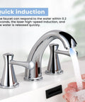 Touchless Bathroom Faucet For Three Hole Mount With Three Handles, Temperature Control, Adjustable Water Flow, Chrome Finish
