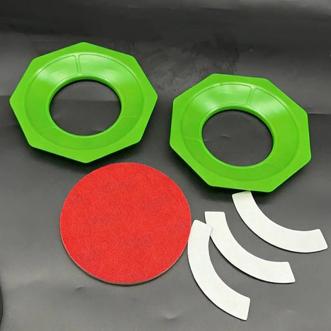 Straight Up Top Tier Bowling Ball Sanding Pad Holder Two Pack Ergonomic Polymer Stand, featuring green sanders and red pads.