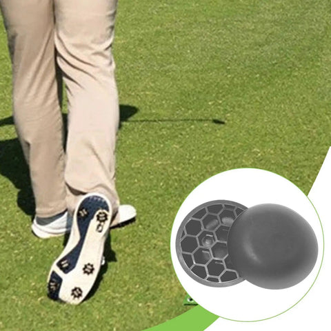 Golfer using 2X Golf Force Plates for weight training, durable rubber, step pad on grass for balance, swing practice, and weight transfer.