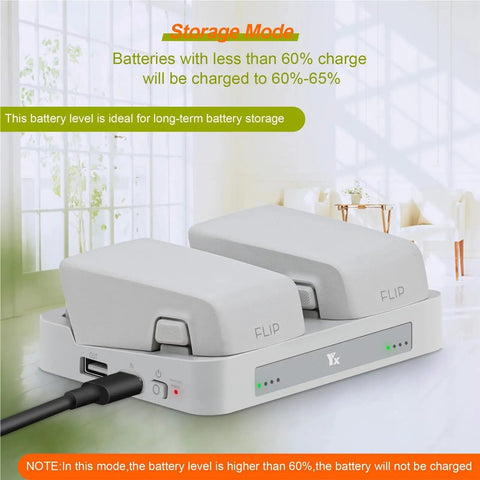 Dual Slot Drone Charging Hub For Two Way Charging And Power Bank Compatible Dual Battery Station in storage mode
