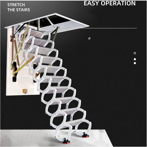 Top Tier Electric Attic Ladder With Remote Operation Ceiling Pull Down Stairs telescopic folding loft access, alloy rungs, easy operation.