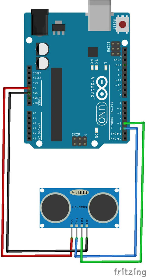 Ultrasonic Sensor Distance Module HC SR04 For Arduino And Nano Robots XBee ZigBee Projects High Precision 2cm To 500cm Less Than 15 Degree Beam IO Trigger 10us 10 Pack For DIYers And Makers Prototyping connected to Arduino board