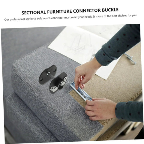 Top Shelf Pin Style Sectional Sofa Connectors Heavy Duty Couch Brackets attached to a couch during assembly process.