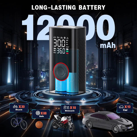 Cordless Tire Inflator With Digital Pressure Gauge, Portable Mini Air Pump large battery capacity display