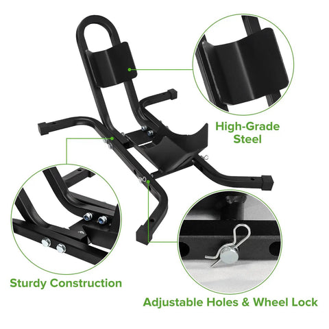 Heavy Duty Motorcycle Front Wheel Chock Hella Sturdy 1500 Lbs Capacity Fits 17 To 21 Inch Tires Black Steel construction details.
