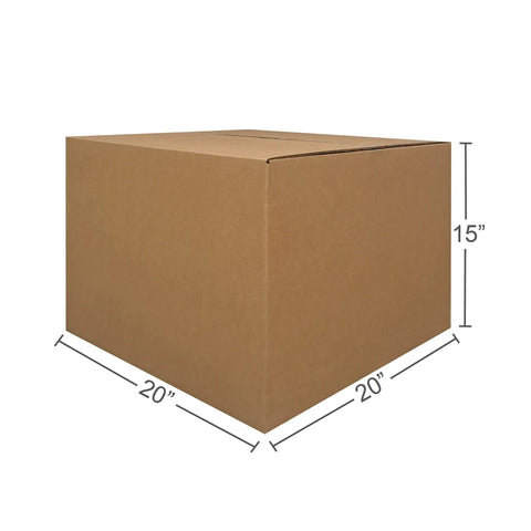 Rock Solid Large Cardboard Moving Box measuring 20x20x15 inches, durable corrugated carton for easy house moves and reliable storage.