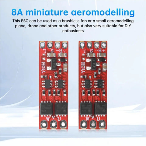 Mini Brushless Motor Driver Board BLDC Controller ESC for Aircraft Models 5-16V 8A Red Board With Precise Stepless Speed Regulation