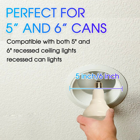 Image showing Energy Star BR30 LED Flood Light Bulb being installed in a 5-inch recessed can.