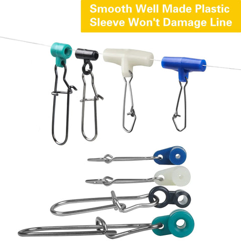 Sinker Slide Kit With Hooked Snaps For Catfish Rigs Heavy Duty Fishing Sinker Slides Stainless Steel Duo Lock Line Connectors Glow 35 Pcs