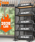 Rock Solid 5 Tier Metal Storage Shelving Rack With Boss Level Weight Support And Easy Adjustable Shelves, 2020 lbs capacity.