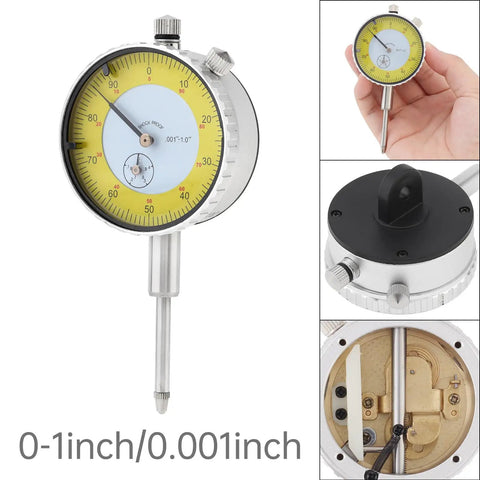 0 To 1 Inch Dial Gauge Indicator With Imperial Scale, Pro Grade High Precision Dial Indicator For Machining And Maintenance, Rotatable Bezel With Adjustable Markers, Clear Dirt Resistant Dial Face For Accurate Readings