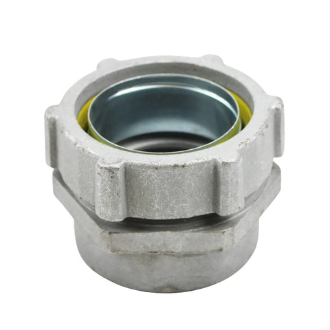 Heavy Duty 3 1/2 Inch Liquid Tight Combo Coupling Fits Imc And Rmc Conduits Like A Charm Malleable Iron Body close-up view