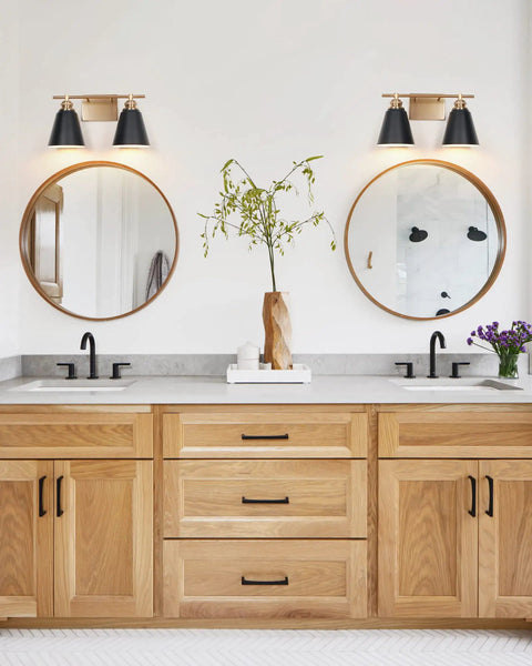 Black And Gold 3 Light Vanity Light For Bathroom Over Mirror 23 Inch Sleek Modern Farmhouse Wall Sconce With Metal Shade Elevates Decor