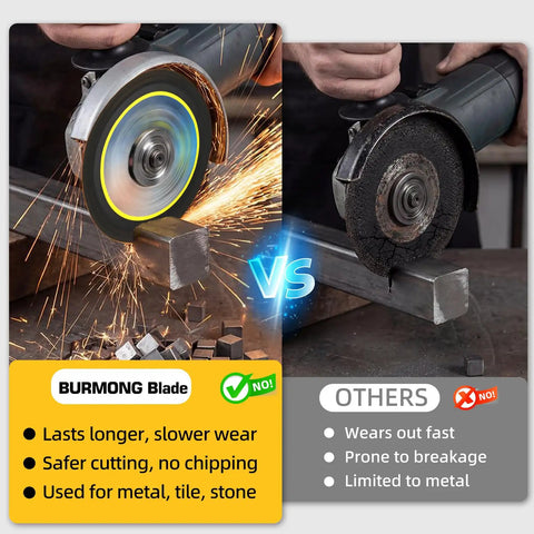 Comparison of Total Game Changer 4.5 Inch Diamond Saw Blades For Angle Grinders cutting metal versus traditional blades.