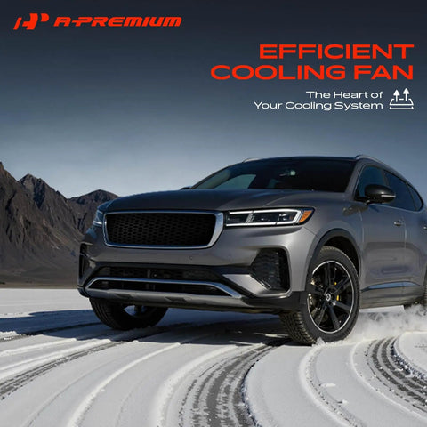 Direct Fit Engine Radiator Cooling Fan Assembly For Audi A3 And TT Quattro 2006 To 2015 in snowy terrain, efficient design.
